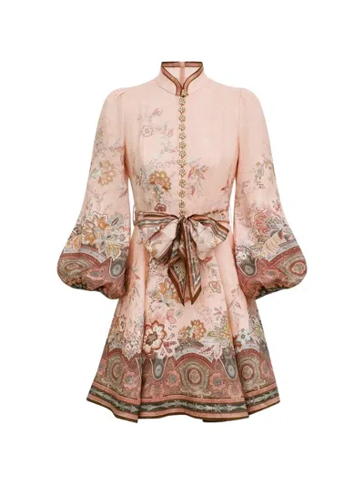 ZIMMERMANN ALCHEMY BUTTON MINI DRESS,9142DS262 PKP PINK PAISLEY