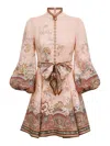 Zimmermann Womens Pink Paisley Alchemy Belted Floral-print Linen Mini Dress In Multi