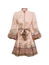 Zimmermann Womens Pink Paisley Alchemy Belted Floral-print Linen Mini Dress In Pink