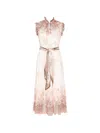 Zimmermann Alchemy Belted Paisley-print Chiffon Midi Dress In Pink