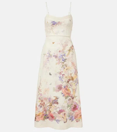 Zimmermann Womens Cream Multi Floral Alchemy Floral-print Linen Midi Dress