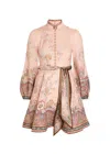 Zimmermann Womens Pink Paisley Alchemy Belted Floral-print Linen Mini Dress In Pink