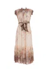 Zimmermann Alchemy Belted Paisley-print Chiffon Midi Dress In Brown