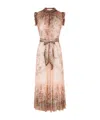 Zimmermann Alchemy Belted Paisley-print Chiffon Midi Dress In Pink