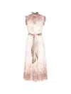 Zimmermann Alchemy Belted Paisley-print Chiffon Midi Dress In Pink