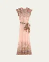 Zimmermann Alchemy Belted Paisley-print Chiffon Midi Dress In Pink
