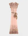 Zimmermann Alchemy Belted Paisley-print Chiffon Midi Dress In Pink
