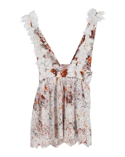Zimmermann Alchemy Flutter Top In Floral Print Cotton In Multi