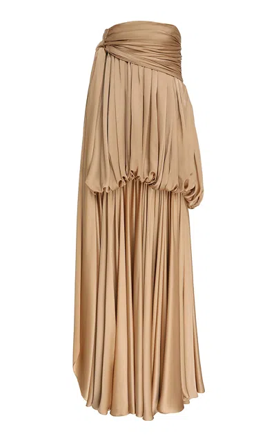 Zimmermann Alchemy Gathered Silk Gown In Brown