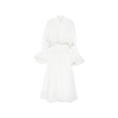 Zimmermann Alchemy Lace-detail Ruffle Midi Dress In White