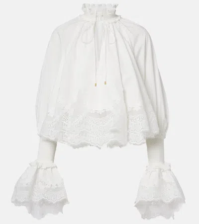 Zimmermann Alchemy Lace-trimmed Cotton Blouse In Neutral