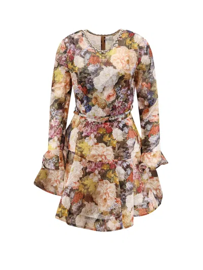 Zimmermann Alchemy Linen And Silk Dress In Multi