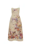 Zimmermann Womens Cream Multi Floral Alchemy Floral-print Linen Midi Dress In Multi