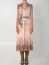 Zimmermann Alchemy Belted Paisley-print Chiffon Midi Dress In Pink