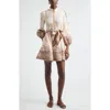 Zimmermann Womens Pink Paisley Alchemy Belted Floral-print Linen Mini Dress In Neutral