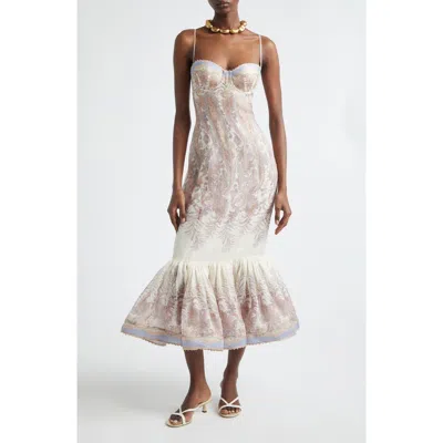 Zimmermann Alchemy Paisley Print Linen & Silk Dress In Green