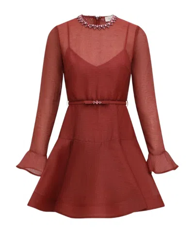 Zimmermann Alchemy Peplum Mini Dress In Brown