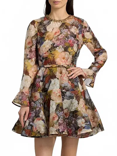 Zimmermann Alchemy Peplum Mini Dress In Rosette In Multi