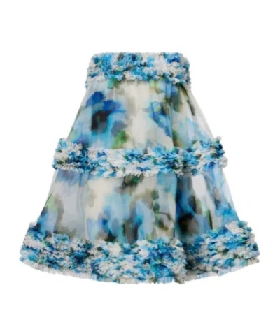 Zimmermann Alchemy Floral Silk Organza Ruffle Minidress In Blue