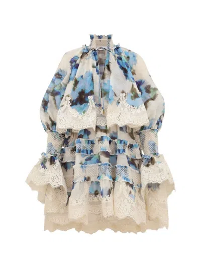 Zimmermann Alchemy Silk And Linen Mini Dress In Multi