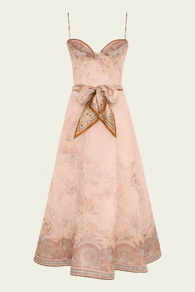 Zimmermann Alchemy Structured Midi Dress In Pink Paisley