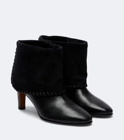 Zimmermann Alchemy Suede-trimmed Leather Ankle Boots In Black
