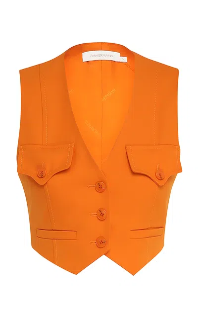 Zimmermann Alchemy Tailored Wool-blend Vest In Orange