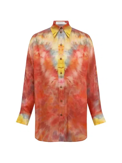 Zimmermann Alchemy Tie-dye Button-down Shirt In Orange