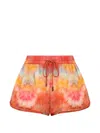 Zimmermann Alchemy Silk Relaxed Shorts Ruby Tie Dye In Multi