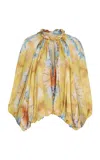 Zimmermann Alchemy Twist-neck Silk Blouse In Yellow