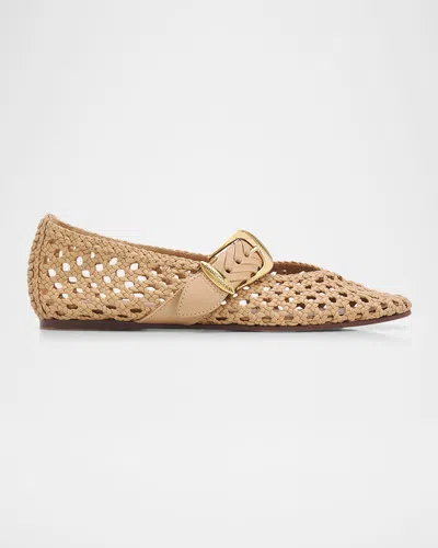 Zimmermann Alchemy Woven Leather Ballerina Flats In Neutral