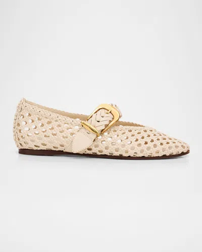 Zimmermann Alchemy Woven Leather Ballerina Flats In White