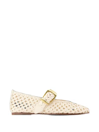 Zimmermann Alchemy Woven Leather Ballet Flats In White