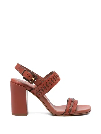 Zimmermann Slingback Sandals Block Heel Woven Straps In Brown