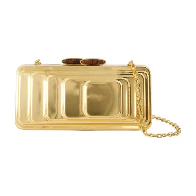 Zimmermann Alight Tiered Metal Clutch Bag In Gold