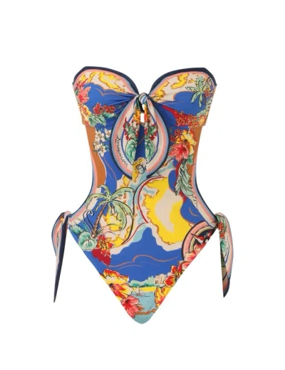 Zimmermann Alight Scarf Tie One Piece Nautical Map