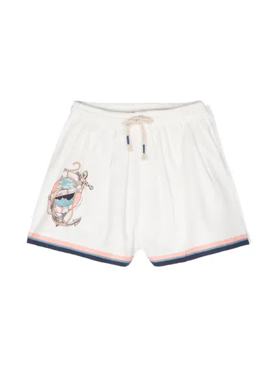 Zimmermann Kids' Alight Striped-edge Shorts In 白色