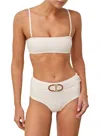 Zimmermann Alight Textured Boyleg Bikini Set In Ivory In Multi
