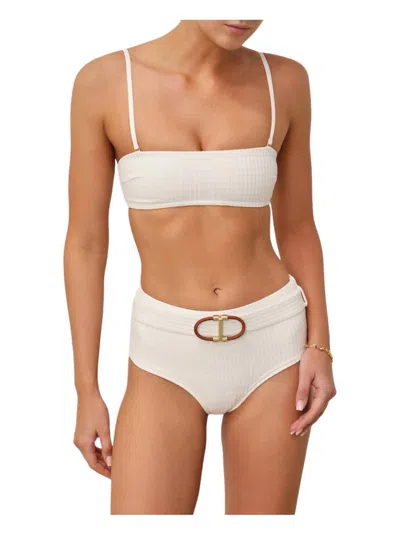Zimmermann Alight Textured Boyleg Bikini Set In Ivory In Multi