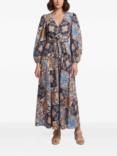 Pre-owned Zimmermann Alight Wrap Midi Dress In Blue