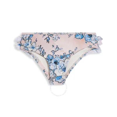 Zimmermann All-over Floral Print Bikini Bottoms In Blue/orange