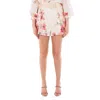 Zimmermann Lightburst Print Cotton And Silk Tuck Shorts In Pink