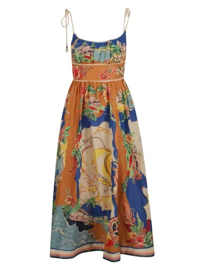 Zimmermann All-over Graphic Print Midi Dress In Multicolor