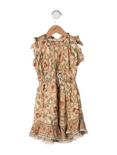 Pre-owned Zimmermann Babies' All Over Print Short Sleeve Dress In Neutrals