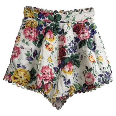 Zimmermann Allia Floral-print Shorts In Multicolor Linen