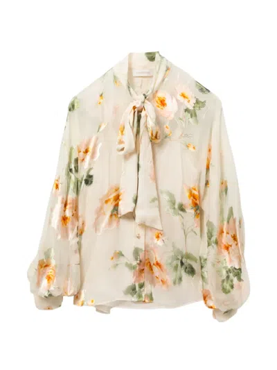 Zimmermann All-over Floral Print Shirt In Neutral