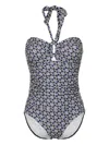 ZIMMERMANN BLUE AND WHITE CHAIN PRINT SWIMSUIT