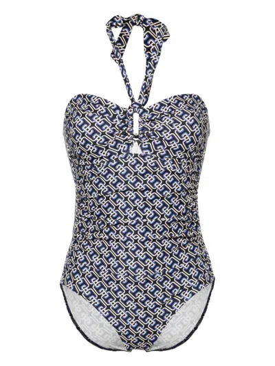 Zimmermann Blue And White Chain Print Swimsuit