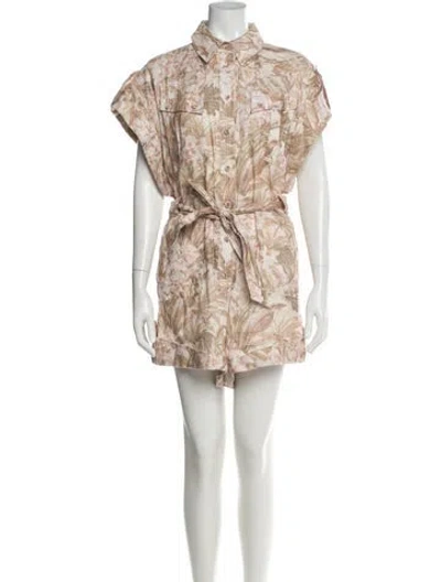 Pre-owned Zimmermann Andie Cuff Playsuit Linen Romper In Yellow