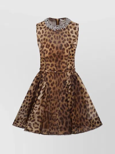 ZIMMERMANN ANIMAL PRINT BELTED FLARED MINI DRESS